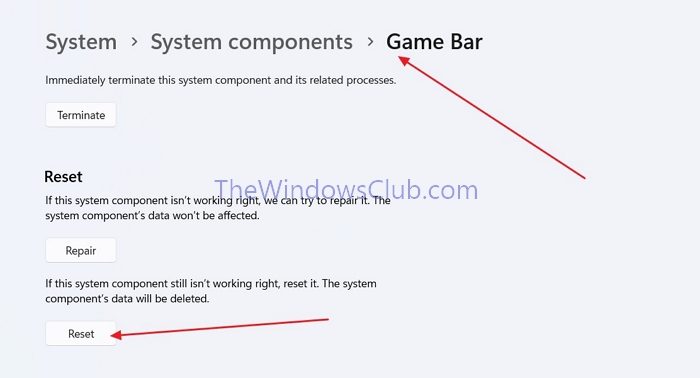 Reset Xbox Game Bar in Windows