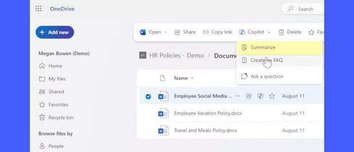 Summarize with Copilot in OneDrive