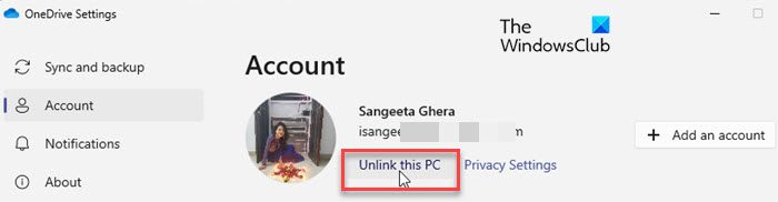 Unlink and Relink OneDrive Account