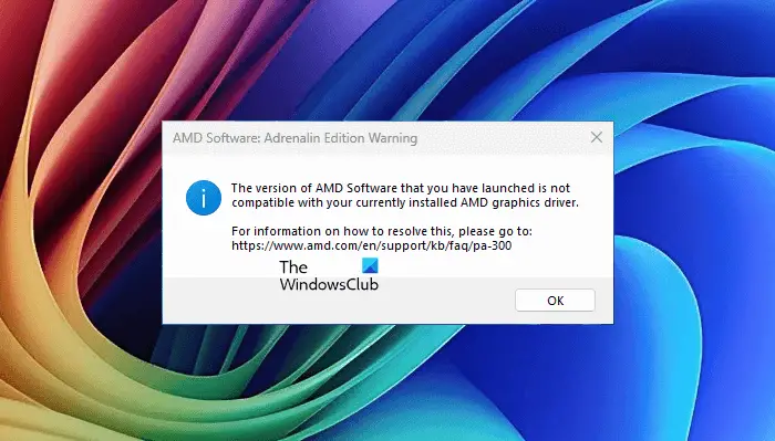 Version of AMD software not compatible