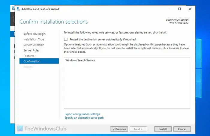 How to enable or disable Windows Search service in Windows Server