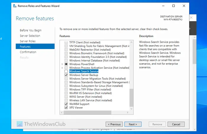 How to enable or disable Windows Search service in Windows Server