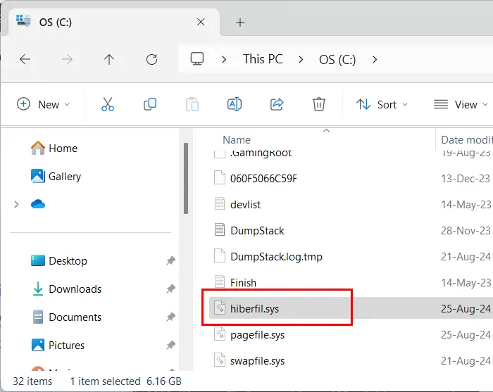 hibersysfil.sys file