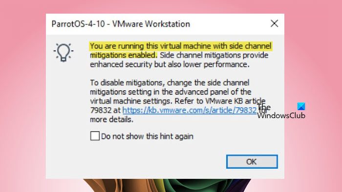 side channel mitigations enabled