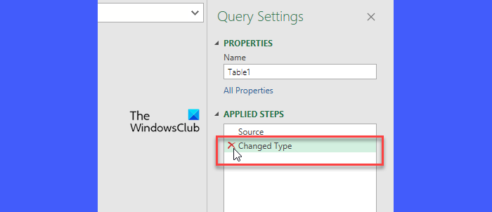 Applied Steps Power Query