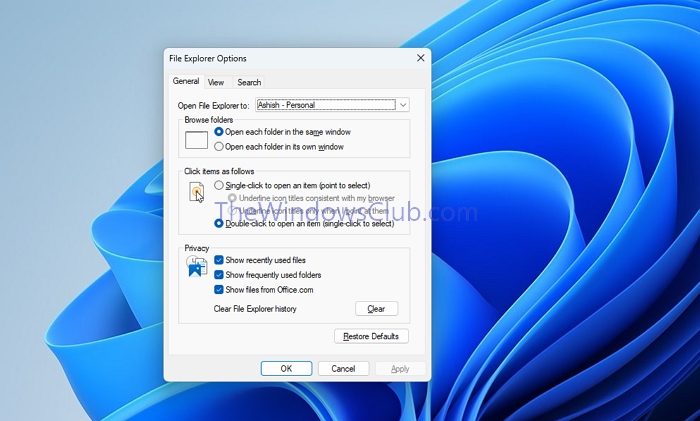 Clear File History File Explorer Privacy