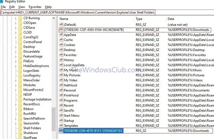 Default Folder Path Downloads Registry Settings