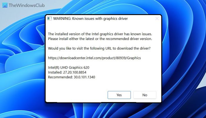 Warning: Known issues with graphics driver in Windows 11