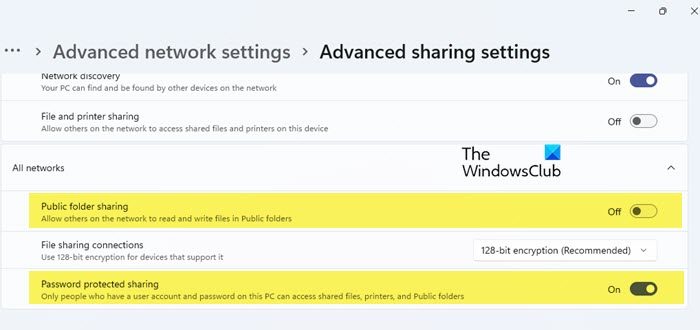 Manage Network Access to Public folder