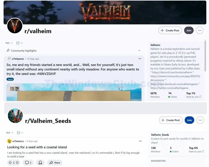 Valheim Reddit Communities