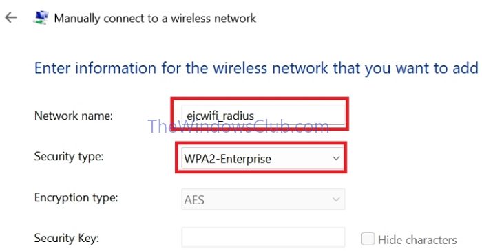 Wifi Setup Enter Network Details