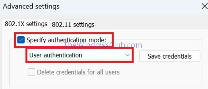 Wifi Setup Specify Authentication Mode