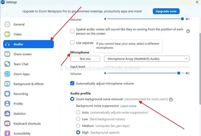 Zoom Background Noise Suppression Features