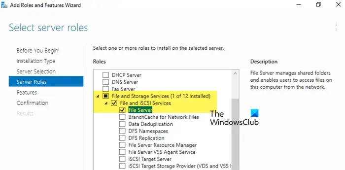 Installieren und Konfigurieren des Dateiservers unter Windows Server