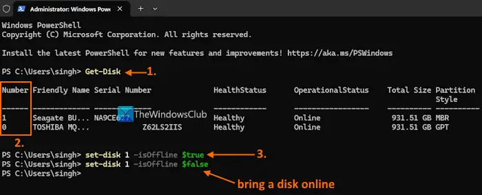 take disk offline windows terminal