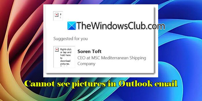 Cannot see pictures in Outlook email 