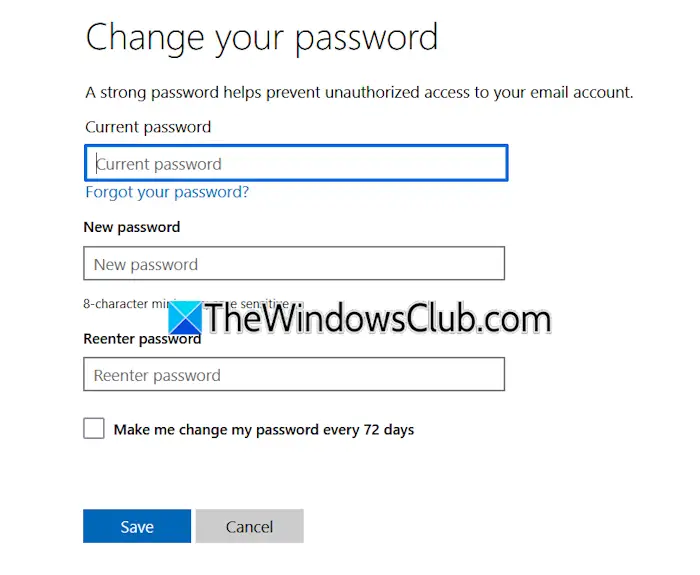 Change Microsoft account password