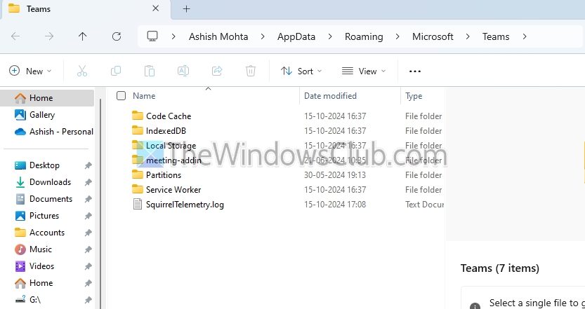 Clear Cache of Microsoft Teams Windows