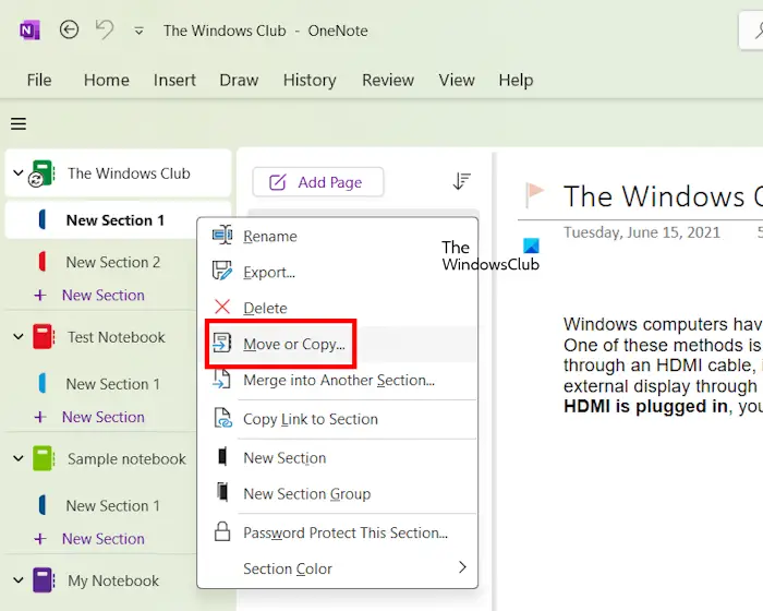 Copy OneNote notebook