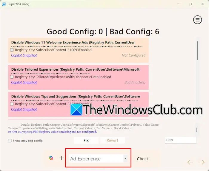 Customize ad experience with SuperMSConfig