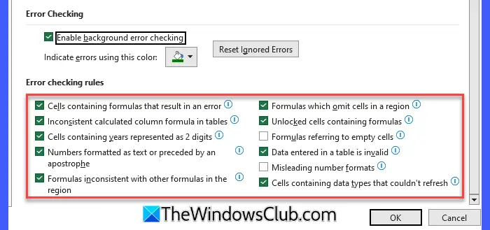 Error checking rules