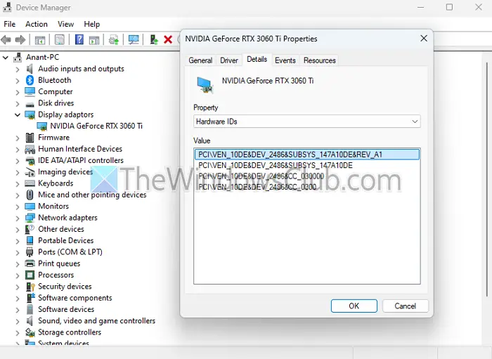 Hardware ID for Device Listed in Device Manager