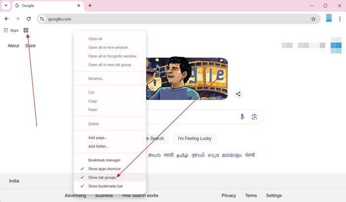 Hide Show Tab Groups Chrome Browser