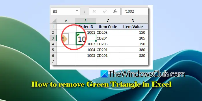 How to remove Green Triangle in Excel