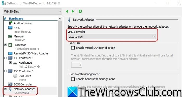 Hyperv Network Adapter Settings