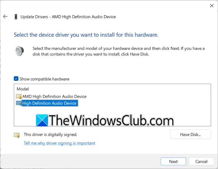 Install another audio driver