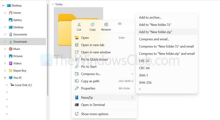 How to add 7Zip to right click menu in Windows 11