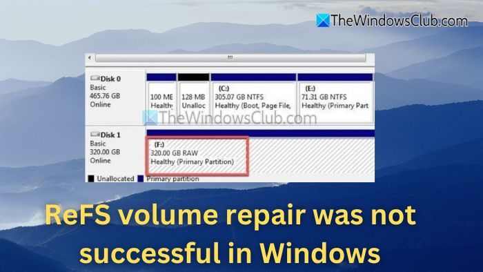 ReFS volume recovery failed on Windows 11