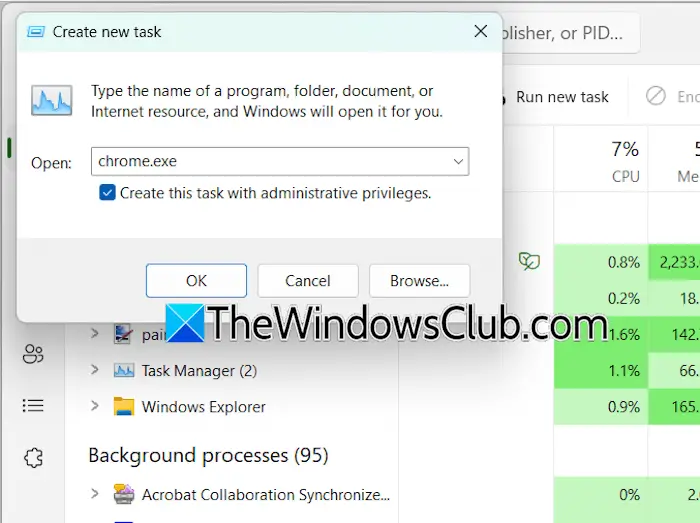 Run program as administrator Task Manager