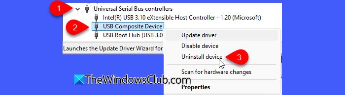 Uninstall USB Composite Device Driver