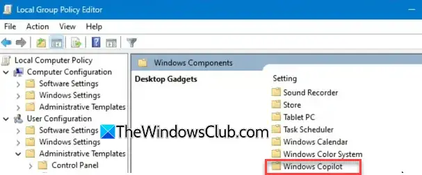 Windows Copilot in Group Policy Editor