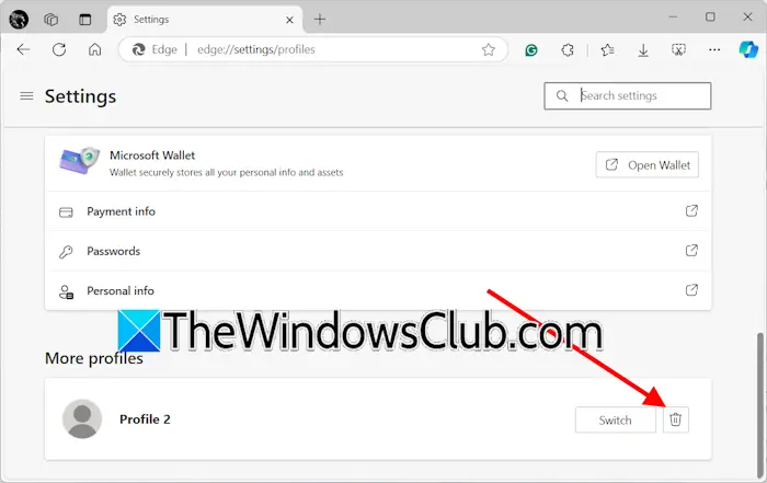 delete profiles in Edge