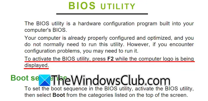 Acer BIOS key