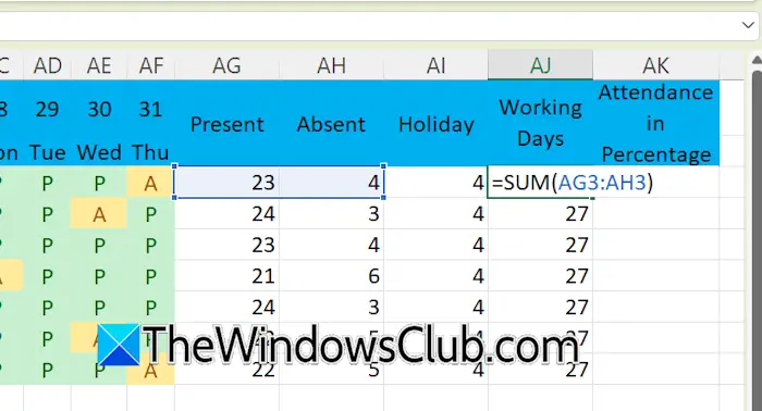 Calculate Working Days in Excel