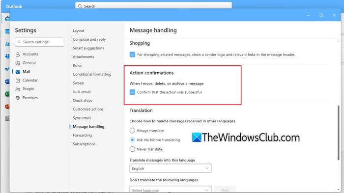 Disable Deleted Email Notifcation From Outlook