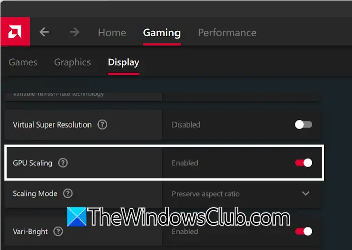 Enable GPU Scaling in AMD