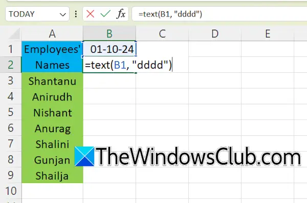 Enter date and day in Excel