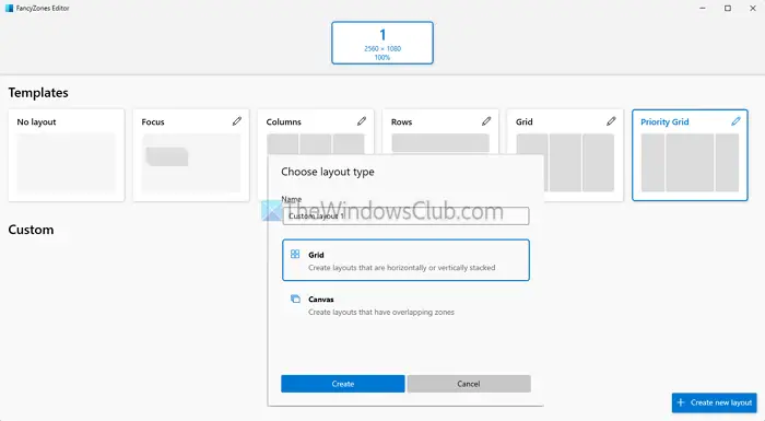 Fancy Zone PowerToys Editor