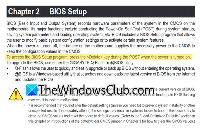 Gigabyte motherboard BIOS key