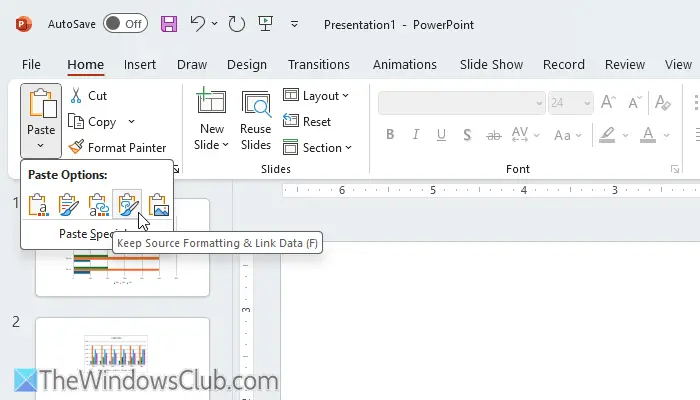 How to import charts from Excel to PPT