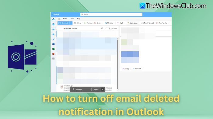 How to turn off email deleted notification in Outlook