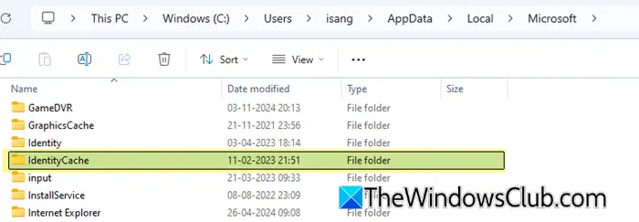 IdentityCache folder