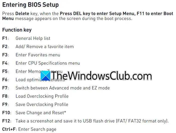 MSI BIOS key