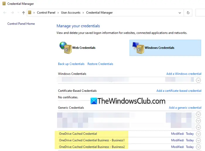 OneDrive Cached Credentials