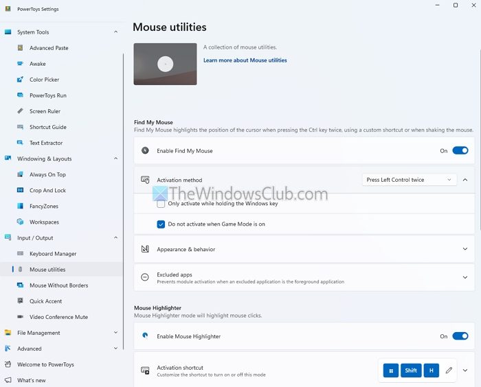 PowerToys Mouse Utilities