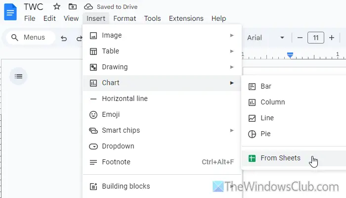 How to import Google Sheets chart into Google Docs